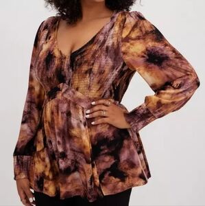 Torrid Size 3 Long Sleeve Brown Black Top
